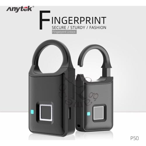 Hot Sale Fingerprint Lock Classic Delicate Anytek P50 Fingerprint Lock Anti Theft Padlock USB Rechargeable Suitcase Lock