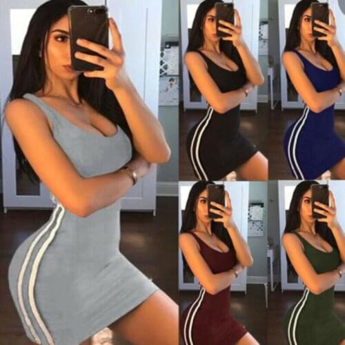 Women Summer Sexy Sheath Sleeveless Mini Dress Ladies Evening Party Bodycon Dress