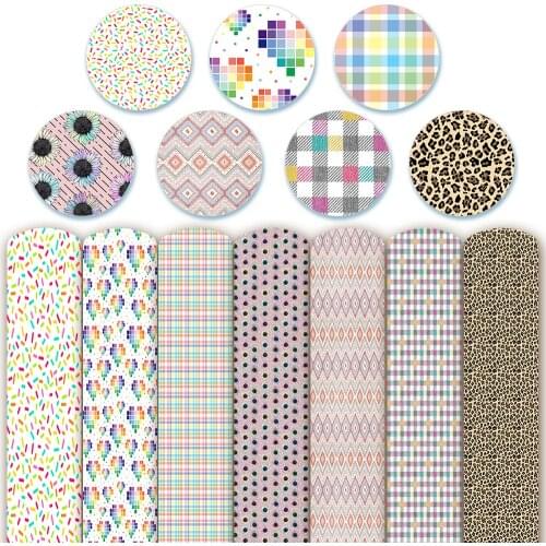 Faux Leather Sheets Fabric for Sewing Colorful Patterns Printed Synthetic Leather Bows Making DIY Crafts Supplies 22*30cm/A4 1pc