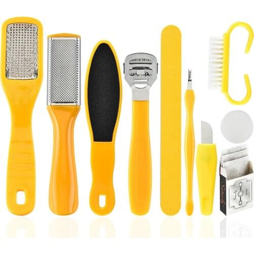 10pcs Professional Pedicure Tool Foot Care Tool For Feet Heels Toe Cuticle Kit File Set Dead Hard Skin Callus Remover Scraper