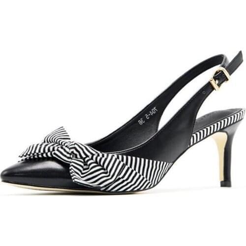 2020 Top seller - Women sandals PU Stretch Fabric Buckle Strap 6CM Thin Heels Pointed Toe sandal women shoes 2020 size 35-42