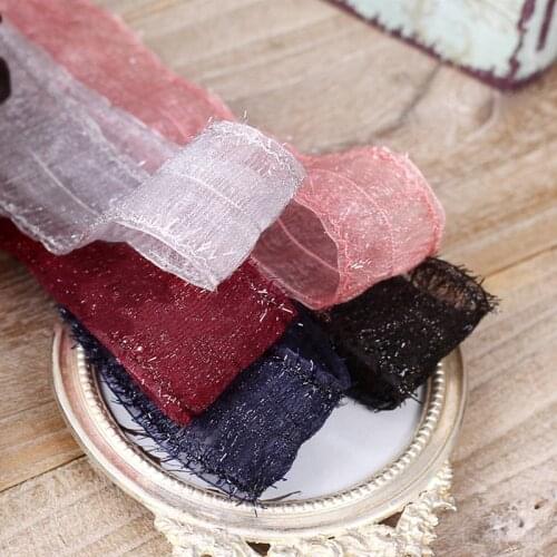 5 yards Silver Wire Snow Gauze Ribbon for Diy Craft Hair Accessories Gift Box Packaging Clothing Material