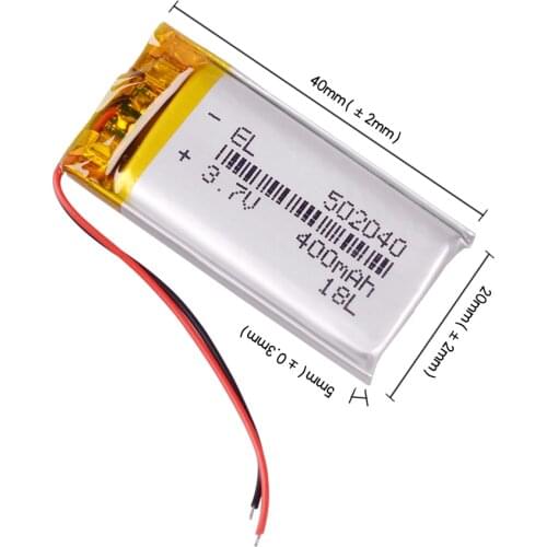 502040 3.7V 400mAh lithium polymer rechargeable battery For MP3 point reading pen PAPAGO S36 Bluetooth Headset 3D glasses