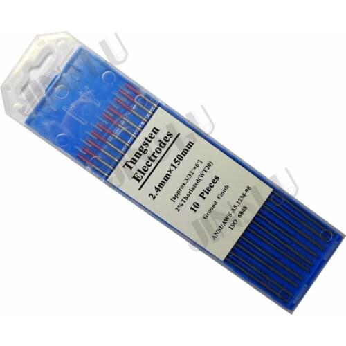 Free shipping WT20 2% red tip 3/32" 2.4*150mm thorium tungsten electrode for tig welding torch 10pcs