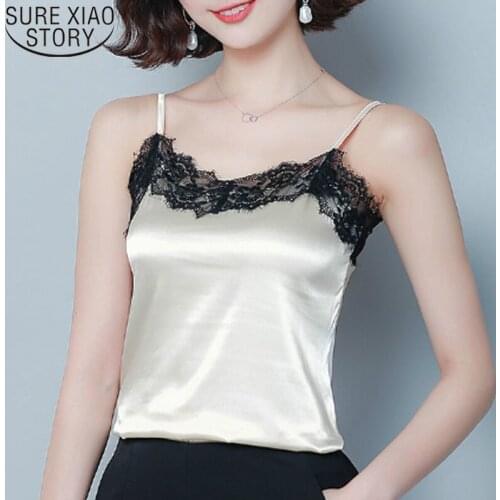 Slim Fit Women Blouse Women 2021 Summer Sexy Black Lace Hanging Vest Female Summer Outside Wearing A Loose Shirt Tops 3817 50