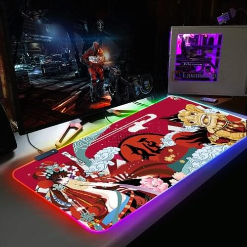 Mini pc Large Mouse Pad Gamer USB LED RGB Lighting Flower Denier Gaming Computer Mousepad XL Rubber Mouse Mat Gaming mause rug