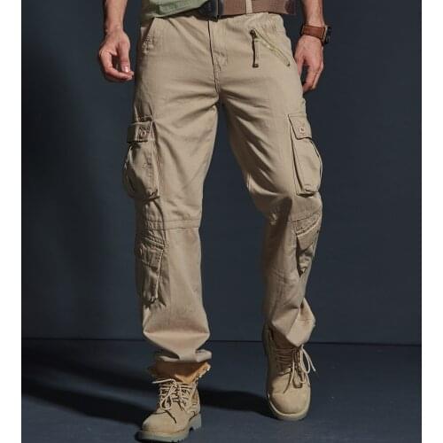 Men Multi-pocket Casual Cargo Pant Overalls Loose Straight Wear-resisting Trousers Spring Autumn Outdoor Military Tactical Pants