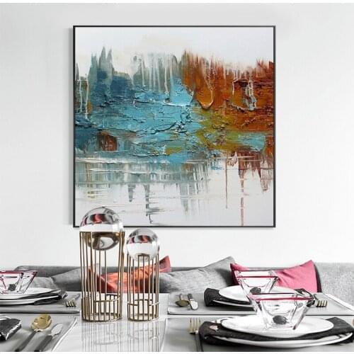 Pure hand-painted Oil Painting Triple Sofa Backdrop Decorative Abstract Pattern After Manual Mural Paintings Of Modern Luxury Li