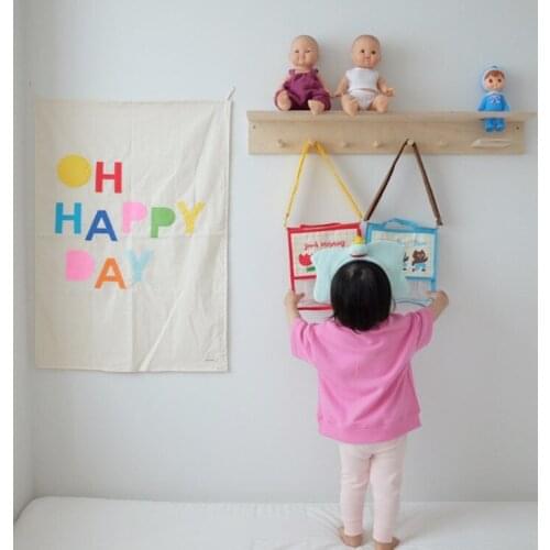 Ins birthday decoration oh happy day cotton canvas background childrens room wall decoration wall hanging Tapestry