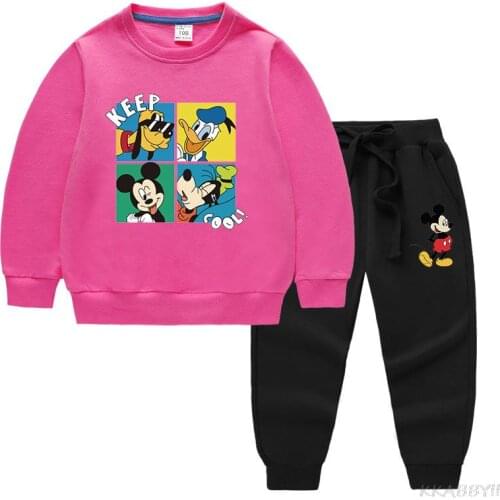 Disney Mickey Kids Tracksuit Boys Clothes Set Hoodies and Pants Girls Sportwear Clothing Cartoon Sport Suit