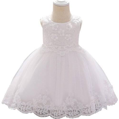 Baby Girls Lace Flower Girl Dress Sleeveless Ruffle Birthday Wedding Party Ball Gown Summer Baptism Dresses for Kid Little Girl