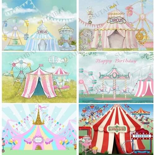 Photography Backdrop Carnival Circus Birthday Party Decor Photo Background Baby Shower Dessert Table Cake Smash Photocall Studio