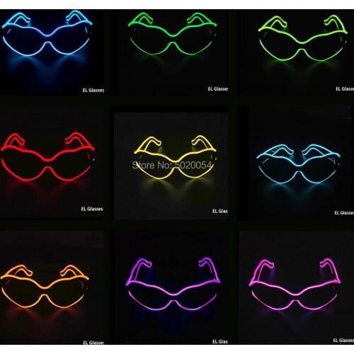GZYUCHAO EL 10 Colors Steady On EL Heart Shape Glasses Flashing Lighting Neon Eyewear Halloween Night Glow Sun glasses