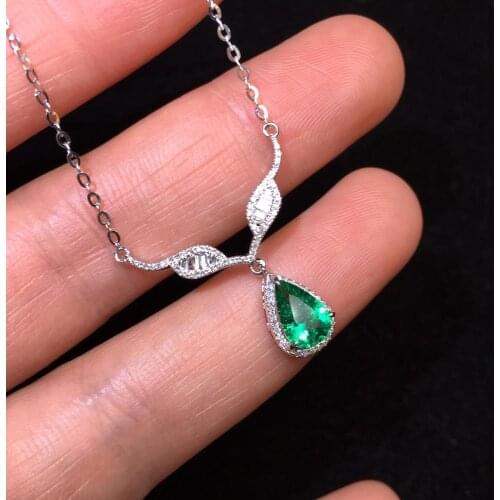 Emerald Necklaces P1212 Fine Jewelry Pure 18 K Gold Jewelry Natural Green Emerald 0.71ct Gemstones Pendants Fine Necklace
