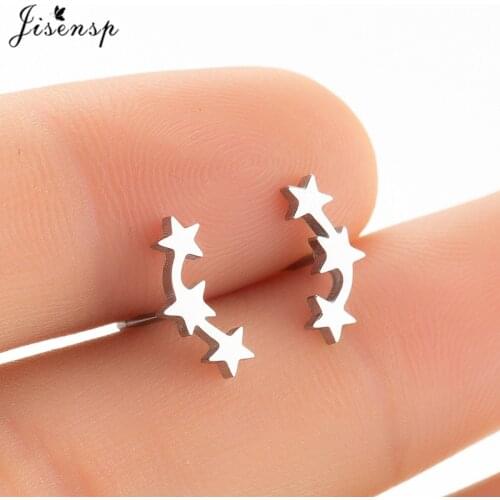 Jisensp New Shiny Three Stars Stud Earrings for Women Girls Geometric Stud Earrings Fashion Jewelry Hot Sale Wholesale Gift