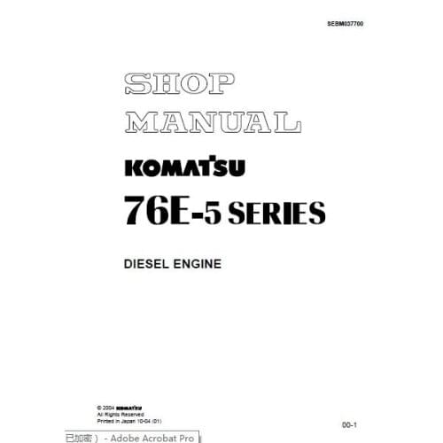 Komatsu All Engine Shop Manual 2017