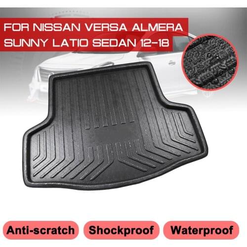 Car Rear Trunk Boot Waterproof Carpet Anti Mud Tray Cargo Liner For Nissan Versa Almera Sunny Latio Sedan 2012-2018 Floor Mats