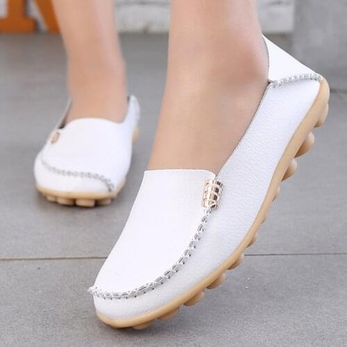 Flat Shoes For Women 2021 Pu Leather Soft WomenS Loafers Casual Shoes Slip On Female Vulcanized Shoes Women Summer Sneakers