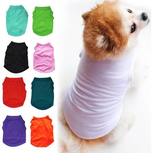 Summer Solid Dog Shirts Soft Cotton Thin Clothes for Small Dogs Chihuahua Outfit Blank Puppy Vest Elasticity Pet Costume XS-L