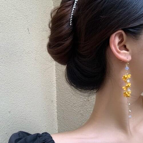 Mihan Sweet Jewelry Flower Tassel Earrings Pretty Design Sweet Korean Temperament Long Drop Earrings For Girl Lady Gifts