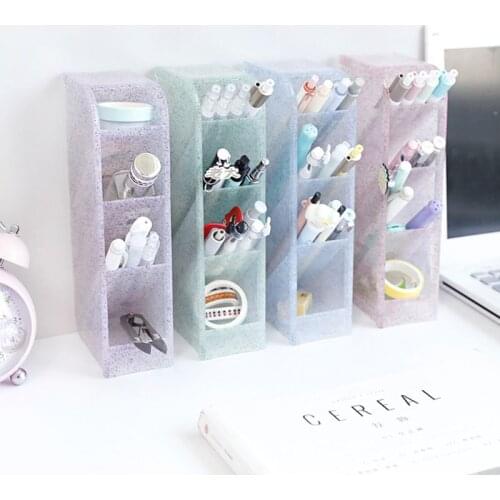 Multi-function 4 Grid Desktop Pen Holder Office School Storage Case Box Desktop Pens Pencil Organizer