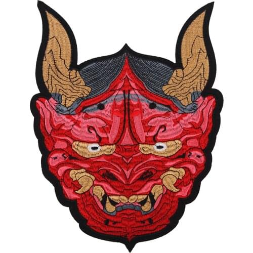 Western Red Hell the Devil Satan Embroidery Patches Big Back Iron on Sewing Patches for Clothing Applique Badges Decoration DIY