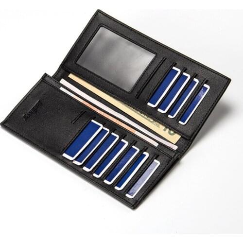 Quality New Mens Long Wallets Black Brown Ultrathin Business Casual Multi-Bits ID Credit Card Holder Purse Wallet Free Shipping