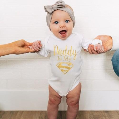 Autumn Winter Baby Girls Bodysuit Newborn Baby Long Sleeve 100% Cotton Onesies Daddy Is My Hero Funny Print Infant Boys Jumpsuit