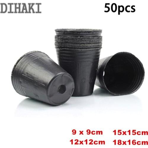 50pcs 9/12/15/18cm Plastic Grow Box Fall Resistant Tray Home Garden Plant Pot Nursery Transplant Flower Pots Planter Containers