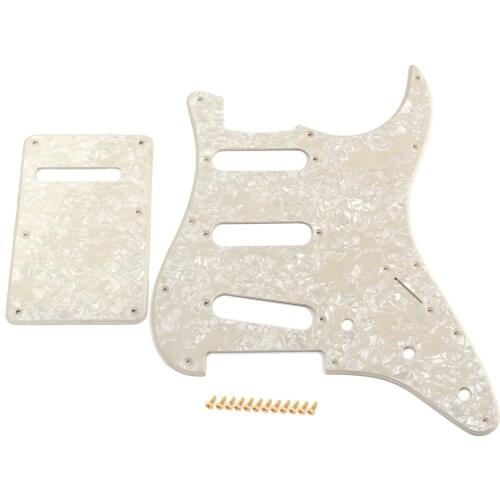Polished 1 Set PVC Plastic SSS Electric Guitar Replacement Pickguard Anti-scratch Plate Cream