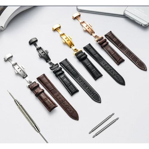 Watchband 16mm 18mm 19mm 20mm 21mm 22mm cinta Soft Calf Genuine Leather Watch Strap Alligator Grain Watch Band for Tissot Seiko