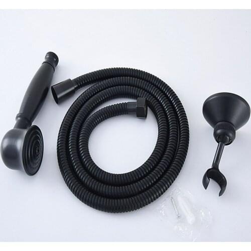Black Oil Rubbed Brass Hand Held Shower Head Wall Holder Bracket 1.5M Hose Set Water Saving Bathroom Handheld Sprayer ahh072