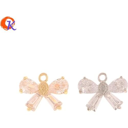 Cordial Design 20Pcs 10*13MM Jewelry Accessories/DIY Earrings Making/Genuine Gold Plating/Bowknot Shape/Hand Made/CZ Charms