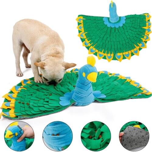 Pet Dog Snuffle Mat Nose Smell Training Sniffing Pad Slow Feeding Bowl Food Dispenser Relieve Stress Peacock Puzzle