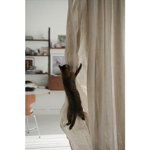 Up Grade 100% Linen Soft Curtains semi-blackout Ramie Curtain Norse Hemp Yarn Creamy White Window Drapes for Living Room Bedroom