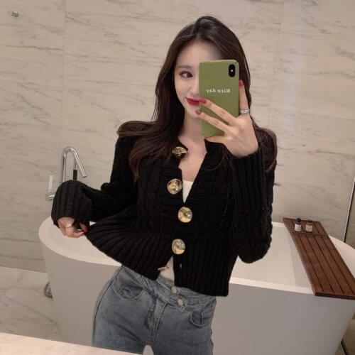 Beachapche Women Cardigan Short Autumn Spring Single Button Long Sleeve Fashion European Woman Small Sweaters Female Tops