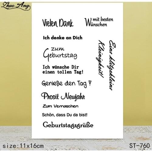 ZhuoAng Thanks Wishes/Blessings German Clear Stamps/Seals For DIY Scrapbooking/Card Making/Album Decorative Silicon Stamp Crafts