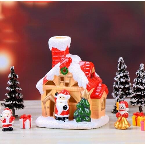 ZOCDOU 1 Piece Red Mini Happy Christmas Snow House Lucky Santa Claus Ornament Small Statue Figurine Crafts Christmas Decoration