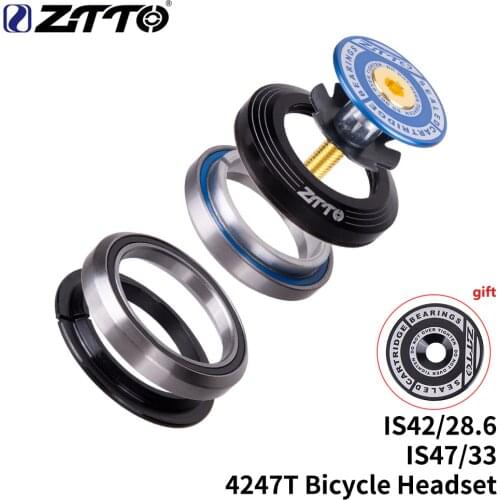 ZTTO 4247T MTB Bike Road Bicycle Headset 42mm 47mm CNC 1 1/8"-1 1/4"Tapered Tube fork IS42 47 Integrated Angular Contact Bearing