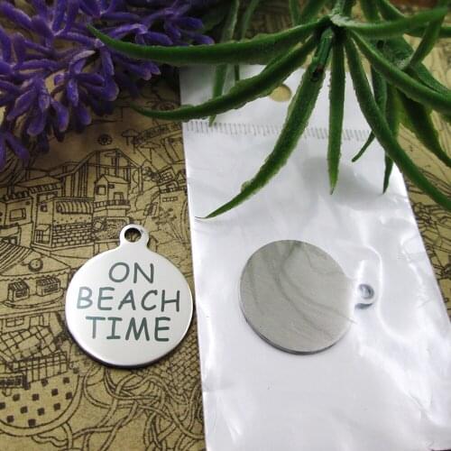 20pcs--"On Beach Time"stainless steel charms 5 styles for choosing DIY Charms for necklace bracelets