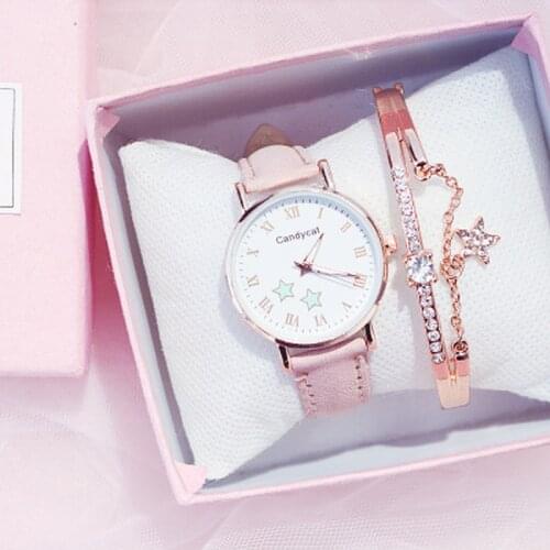 2020 Womens Luminious Star Watches Ladies Fashion Colorful Ultra-thin Leather Rhinestone Analog Quartz Watch Female Belt Watch