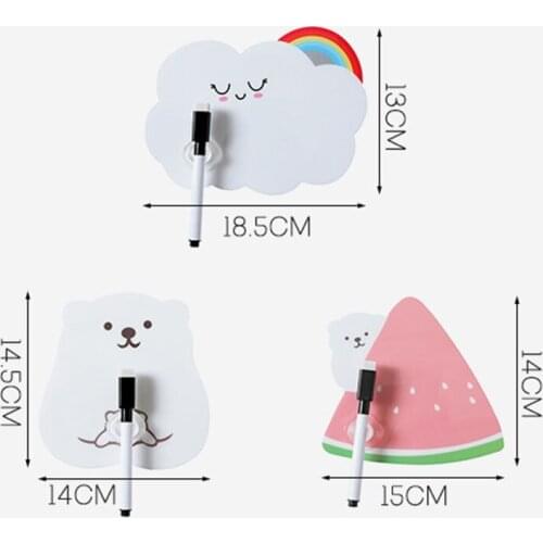 3 Styles Lovely Rewritable Message Board Pasted Refrigerator Sticker with Pen Cartoon Adhesive Message Sticky Notes Home Decor