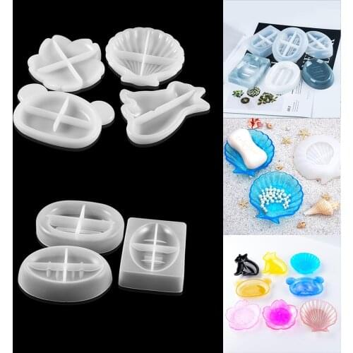 7 Style Soap Box Silicone Mold Soap Holder Crystal Epoxy Resin Storage Plate Tray Bathroom Soap Case Bathroom Supplies