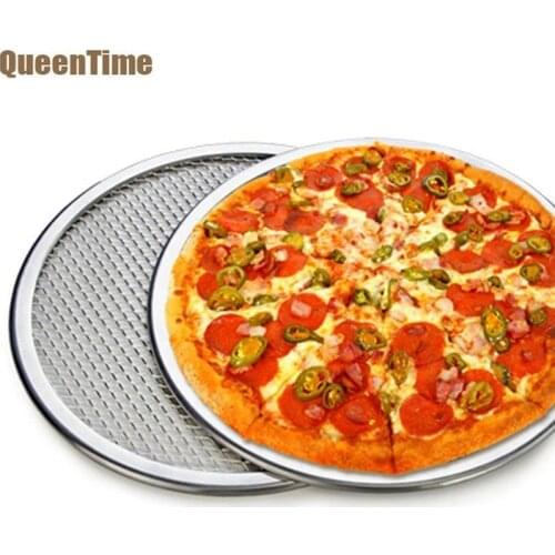 QueenTime Non-Stick Pizza Pan With Holes Round Pizza Tray In Multi-size Aluminum Pizza Stones For Baking Kitchen Cooking Tools
