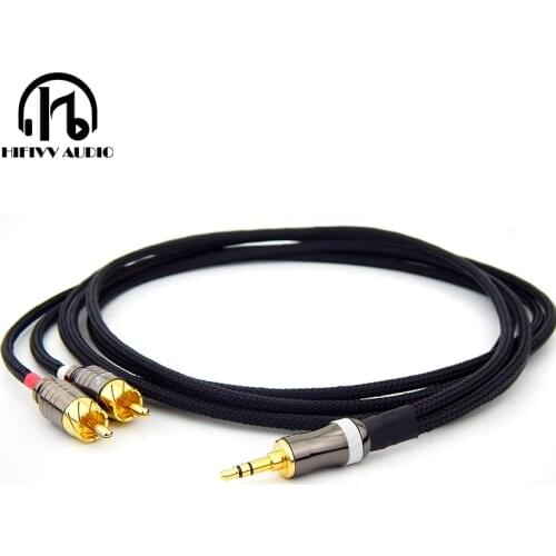 Hifi audio speaker cable 3.5mm jack to rca of Audio amplifier signal line AUX cable convert RCA Speaker cable plug