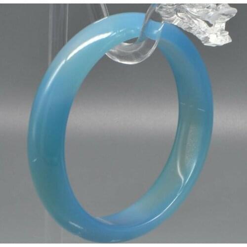 Natural light blue agate Bangle Charm Jewellery Womens Hand-Carved Bracelet for Women Men Fashion Accessories 56-62mm