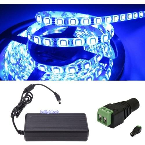 DC24V 5M 5050 300 leds blue LED Strip flex Light Waterproof & 24V 3A Power Kit