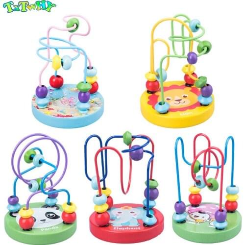 Boys Girls montessori Wooden Toys Wooden Circles Bead Wire Maze Roller Coaster Educational Wood Puzzles toddler educational toys