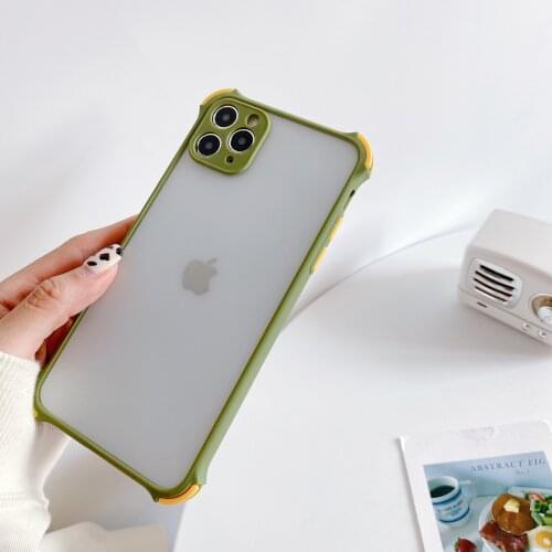 For iPhone7P 8P 7 8 X XR xsmax 11 11PRO 11PROMAX 12/12pro mobile phone Simple four-corner collision protection case green
