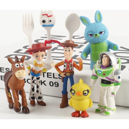 7pcs/set Toy Story 4 Action Figure Toy Woody Buzz Lightyear Jessie Forky Doll Collectible Cartoon Model Toys For Children Gifts